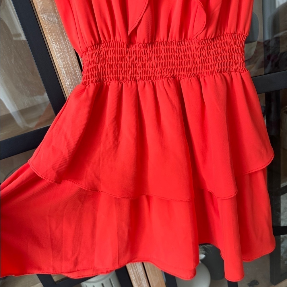 Amanda Uprichard Barreta dress serrano smock splice short sleeve ruffle tiered - Picture 10 of 11